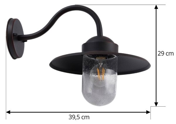 Lindby Bilma kültéri fali lámpa, rozsdás színű, üveg, 29 cm, dimmelhető, Barna / rozsda, Alumínium, Modern