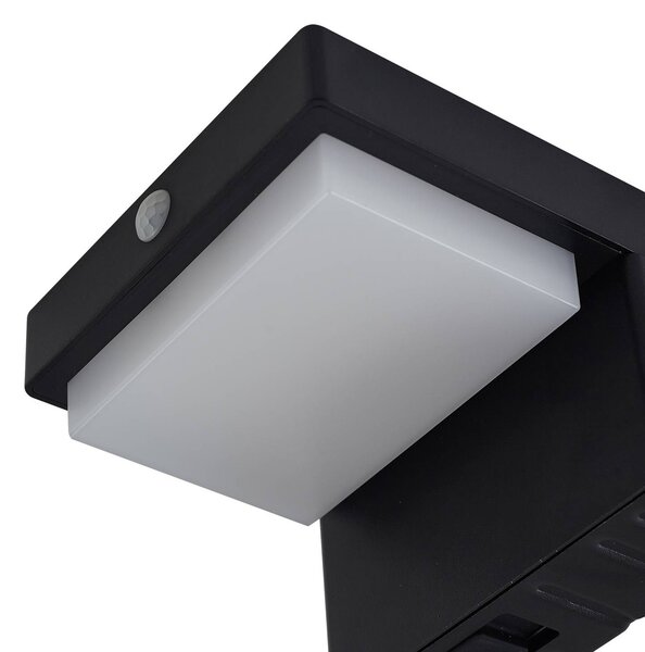 Lindby LED napelemes fali lámpa Eleazar, fekete, szenzoros, dimmelhető, Fekete, Alumínium, Modern