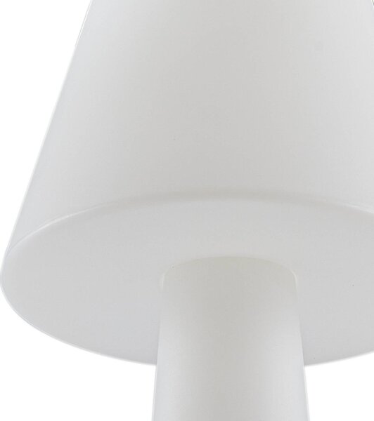 Lucande LED-es újratölthető teraszvilágítás Gauri, fehér, 153 cm, IP44, dimmelhető, Fehér / opál, Műanyag, Modern