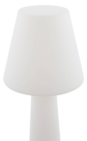Lucande LED-es újratölthető teraszvilágítás Gauri, fehér, 153 cm, IP44, dimmelhető, Fehér / opál, Műanyag, Modern