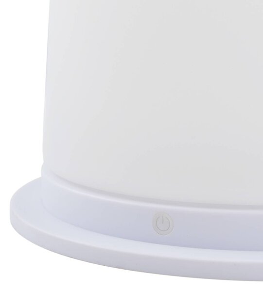 Lucande LED-es újratölthető teraszvilágítás Gauri, fehér, 153 cm, IP44, dimmelhető, Fehér / opál, Műanyag, Modern