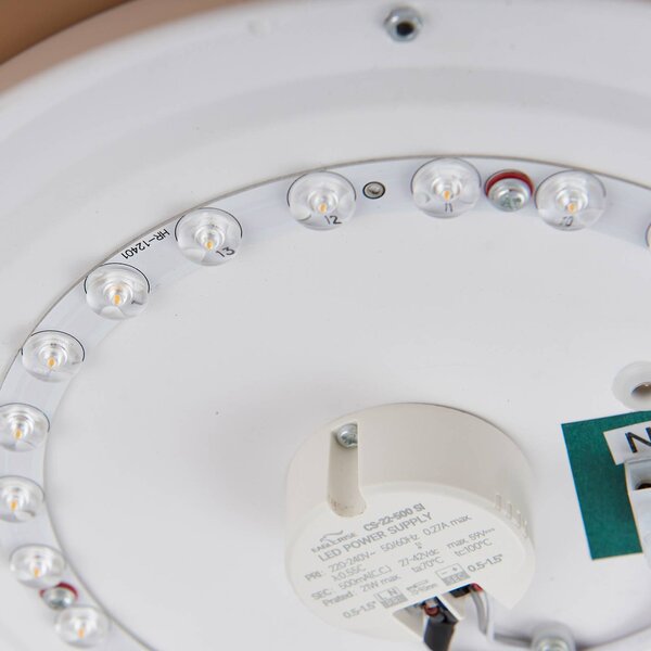 Lindby LED mennyezeti lámpa Florie, bézs, fém, Ø 40 cm, Krém / borostyánsárga, Nappali / Étkező, Műanyag, Modern