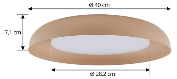 Lindby LED mennyezeti lámpa Florie, bézs, fém, Ø 40 cm, Krém / borostyánsárga, Nappali / Étkező, Műanyag, Modern