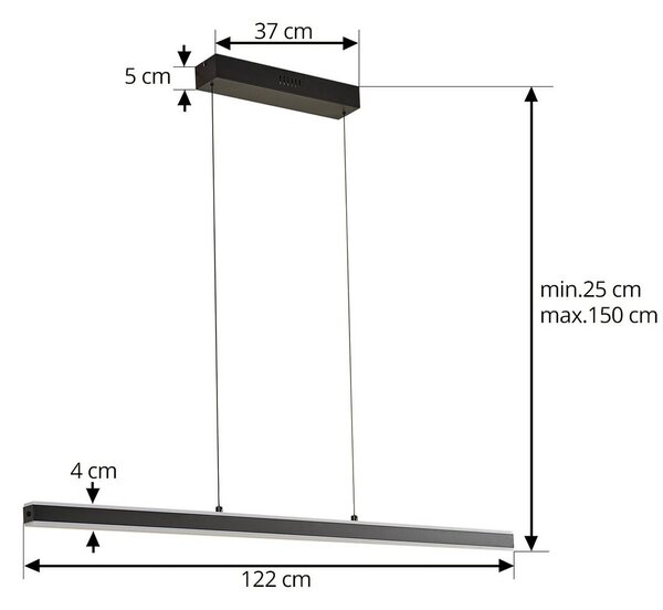 Lucande Pendolo LED-es függőlámpa, fekete, alumínium, 120 cm, dimmelhető, Fekete, Nappali / Étkező, Alumínium, Modern