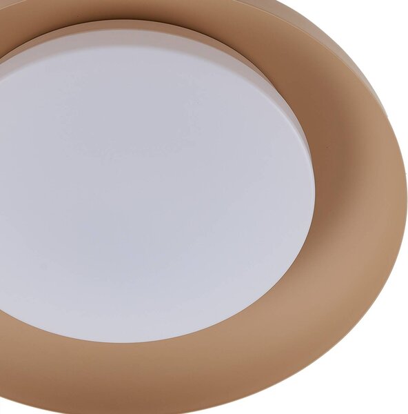 Lindby LED mennyezeti lámpa Florie, bézs, fém, Ø 40 cm, Krém / borostyánsárga, Nappali / Étkező, Műanyag, Modern