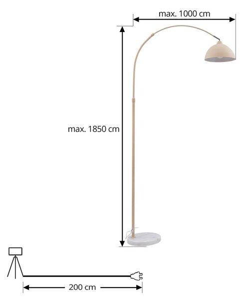 Lindby álló lámpa Tonka, bézs, fém/márvány, 185 cm, E27, Krém / borostyánsárga, Nappali / Étkező, fém, Modern