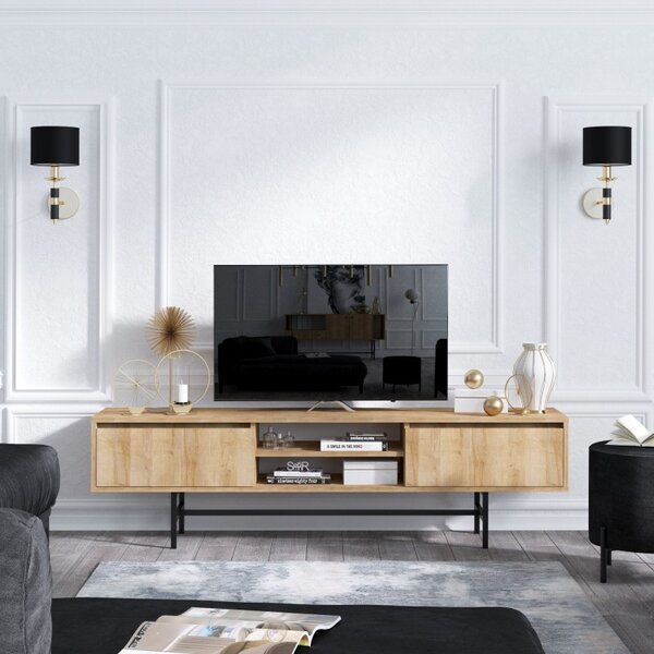 Matias tölgy-fekete tv állvány 180 x 40 x 50 cm
