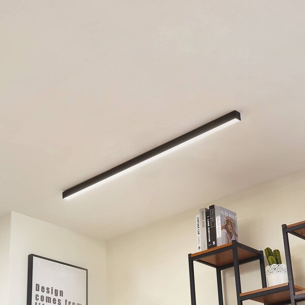 Lucande Teniona LED mennyezeti világítás, 132 cm, fekete, alumínium, dimmelhető, Fekete, Nappali / Étkező, Alumínium, Modern