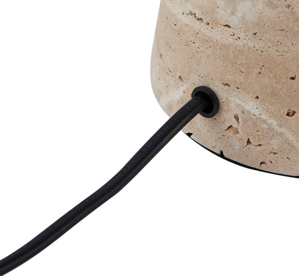 Lindby Magritt asztali világítás, bézs, fém, kő, 41 cm, Krém / borostyánsárga, Nappali / Étkező, Kő, Modern