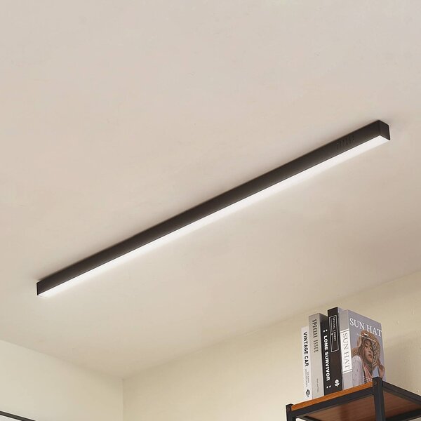 Lucande LED-es mennyezeti lámpa Teniona, 132 cm, fekete, alumínium