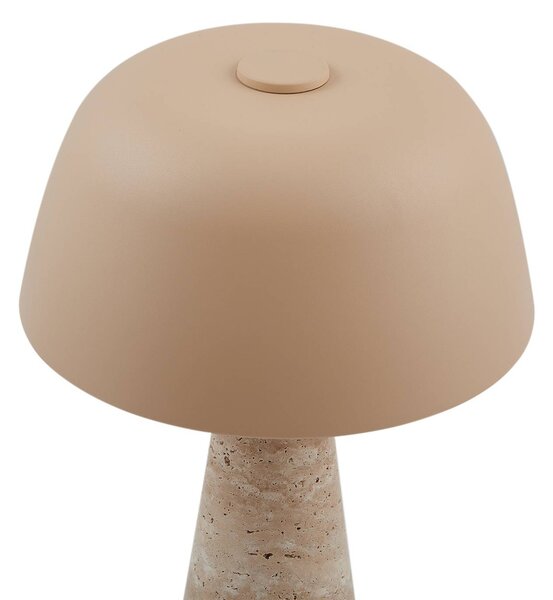 Lindby Magritt asztali világítás, bézs, fém, kő, 41 cm, Krém / borostyánsárga, Nappali / Étkező, Kő, Modern