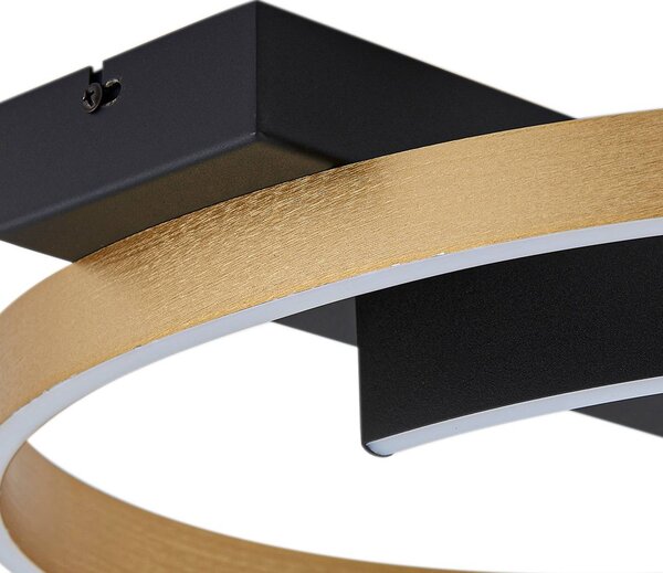 Lucande LED mennyezeti lámpa Natsuma, fekete/arany, fém, Ø 50 cm, Fekete, Nappali / Étkező, Műanyag, Modern