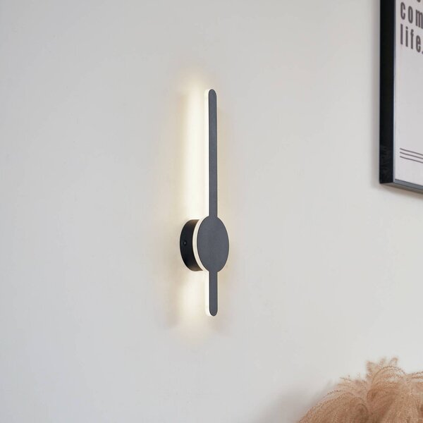 Lindby LED-es fali lámpa Borian, fekete, alumínium, 40 cm, Fekete, Nappali / Étkező, Műanyag, Modern
