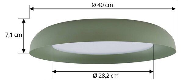 Lindby LED mennyezeti lámpa Florie, zöld, fém, Ø 40 cm, Zöld, Nappali / Étkező, Műanyag, Modern