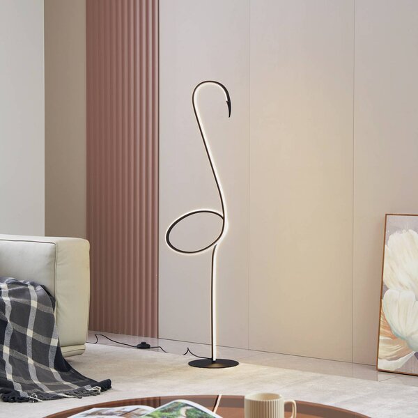 Lindby LED állólámpa Pajaro, 130 cm, fekete, CCT, fényerőszabályzó,, dimmelhető, Fekete, Nappali / Étkező, fém, Modern