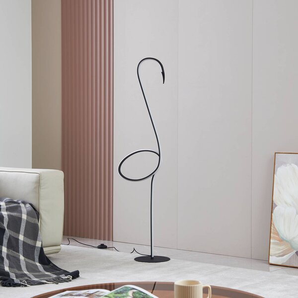 Lindby LED állólámpa Pajaro, 130 cm, fekete, CCT, fényerőszabályzó,, dimmelhető, Fekete, Nappali / Étkező, fém, Modern
