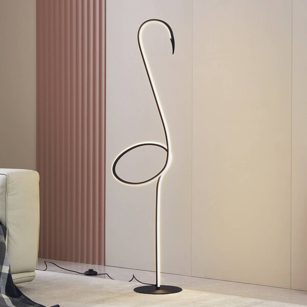 Lindby LED állólámpa Pajaro, 130 cm, fekete, CCT, fényerőszabályzó,, dimmelhető, Fekete, Nappali / Étkező, fém, Modern