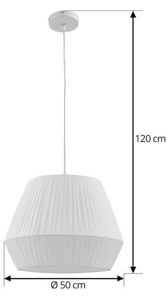 Lindby lógó világítás Vitore, Ø 40 cm, textil, fehér, dimmelhető, Fehér / opál, Nappali / Étkező, Textil / szövet / selyem, Skandináv