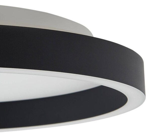Lucande LED mennyezeti világítás Rotundo, Ø 40 cm, fekete, dimmelhető, dimmelhető, Fekete, Nappali / Étkező, Műanyag, Modern