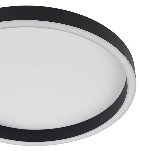 Lucande LED mennyezeti világítás Rotundo, Ø 40 cm, fekete, dimmelhető, dimmelhető, Fekete, Nappali / Étkező, Műanyag, Modern