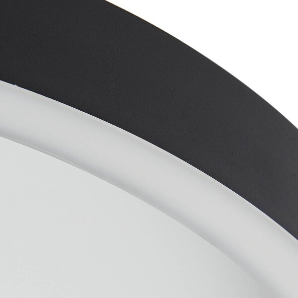 Lucande LED mennyezeti világítás Rotundo, Ø 40 cm, fekete, dimmelhető, dimmelhető, Fekete, Nappali / Étkező, Műanyag, Modern
