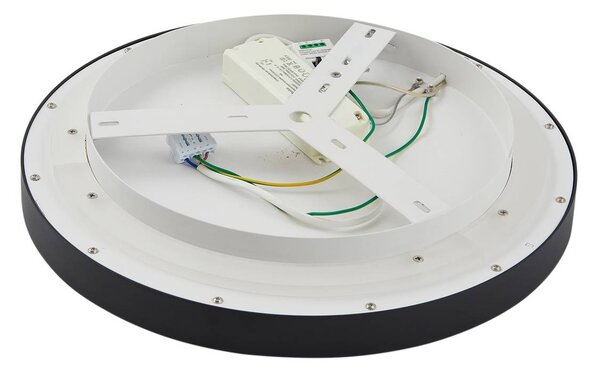Lucande LED mennyezeti világítás Rotundo, Ø 40 cm, fekete, dimmelhető, dimmelhető, Fekete, Nappali / Étkező, Műanyag, Modern