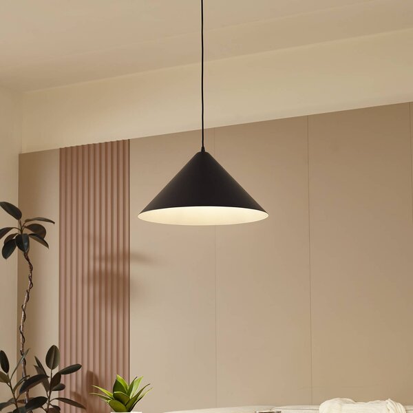 Lindby függőlámpa Clarine, fekete/fehér, Ø 50 cm, fém, dimmelhető, Fekete, Nappali / Étkező, fém, Modern