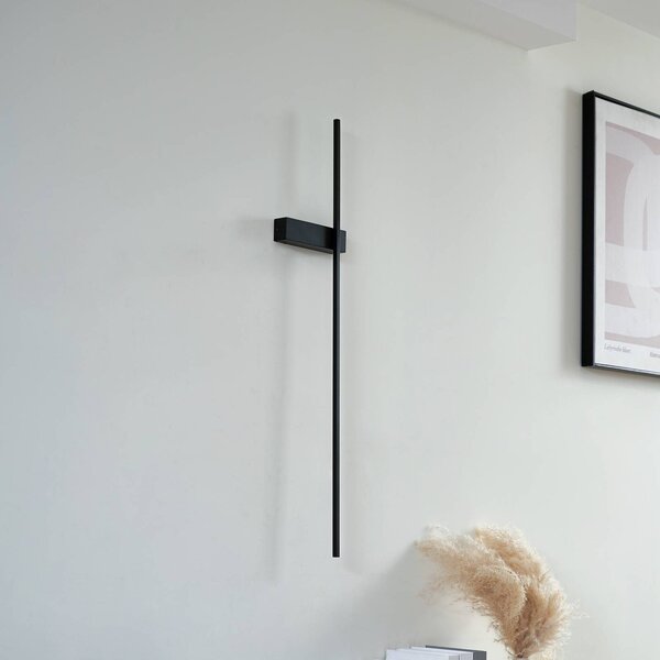 Lindby Natsumi LED fali világítás, fekete, alumínium, 90 cm, Fekete, Nappali / Étkező, Alumínium, Modern