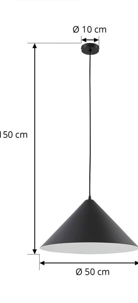 Lindby függőlámpa Clarine, fekete/fehér, Ø 50 cm, fém, dimmelhető, Fekete, Nappali / Étkező, fém, Modern