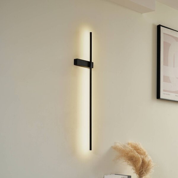 Lindby Natsumi LED fali világítás, fekete, alumínium, 90 cm, Fekete, Nappali / Étkező, Alumínium, Modern