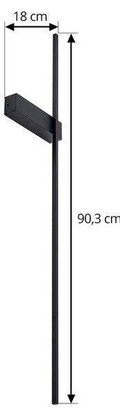 Lindby Natsumi LED fali világítás, fekete, alumínium, 90 cm, Fekete, Nappali / Étkező, Alumínium, Modern