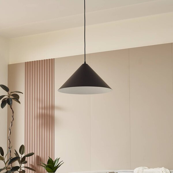 Lindby függőlámpa Clarine, fekete/fehér, Ø 50 cm, fém, dimmelhető, Fekete, Nappali / Étkező, fém, Modern