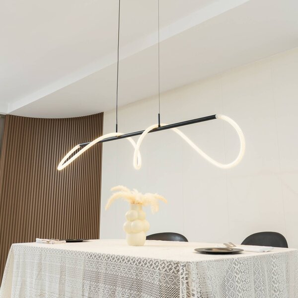 Lucande LED-es Kisune függőlámpa, fekete/fehér, fém, Fekete, Nappali / Étkező, Műanyag, Modern