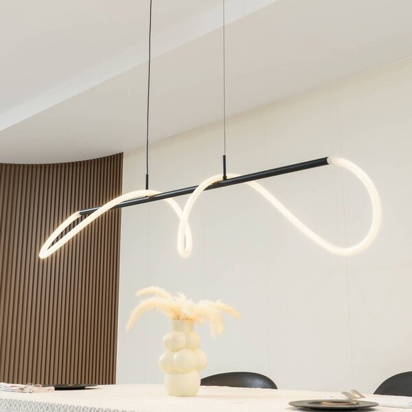 Lucande LED-es Kisune függőlámpa, fekete/fehér, fém, Fekete, Nappali / Étkező, Műanyag, Modern