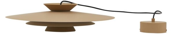 Lucande LED-es függőlámpa Livie, bézs, alumínium, Ø 50 cm, dimmelhető, Krém / borostyánsárga, Nappali / Étkező, Modern