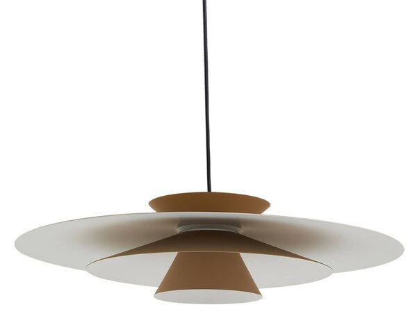 Lucande LED-es függőlámpa Livie, bézs, alumínium, Ø 50 cm, dimmelhető, Krém / borostyánsárga, Nappali / Étkező, Modern