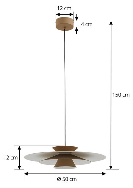 Lucande LED-es függőlámpa Livie, bézs, alumínium, Ø 50 cm, dimmelhető, Krém / borostyánsárga, Nappali / Étkező, Modern