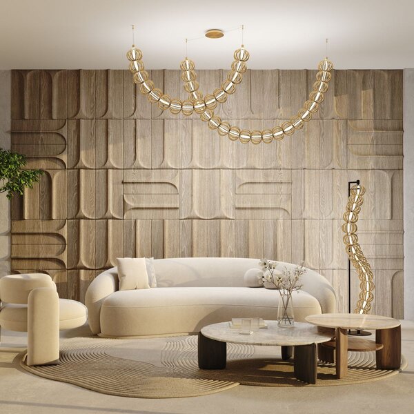 Maytoni modern állólámpa golden cage fehér sárga mymod216fl-l38g3k