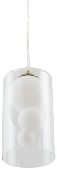 Lindby függőlámpa Kupla, opál/tiszta, üveg, 1-lámpás, G9, dimmelhető, Tiszta / átlátszó, Nappali / Étkező, Üveg, Modern