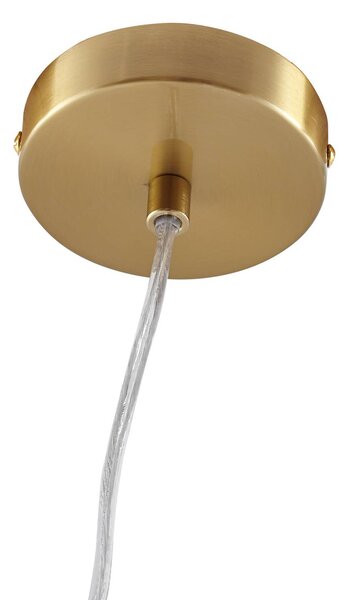 Lindby függőlámpa Piatra, borostyán/réz, üveg, Ø 16 cm, G9, dimmelhető, Krém / borostyánsárga, Nappali / Étkező, Üveg, Modern