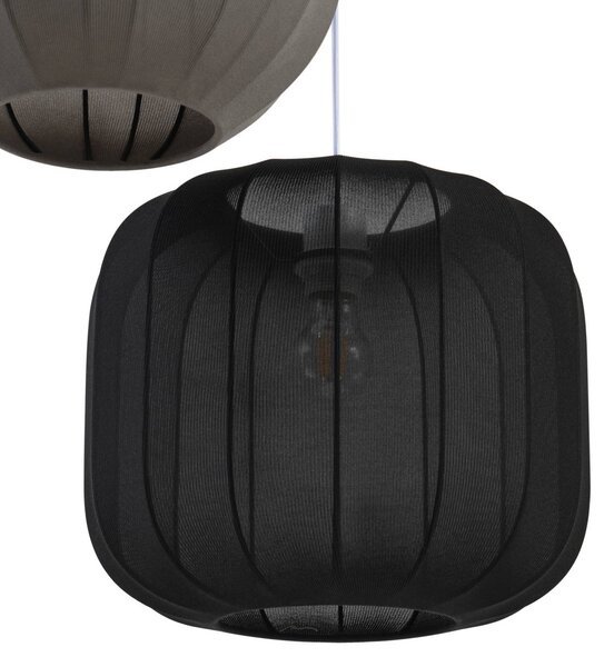 Lindby Helin lógó világítás, fekete/fehér/szürke, Ø 60 cm, 3 izzós., dimmelhető, Többszínű, Nappali / Étkező, Textil / szövet / selyem, Skandináv