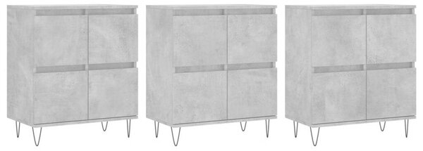 VidaXL Tálalószekrény Szett - 3 db - Betonszürke - 180x35x70cm