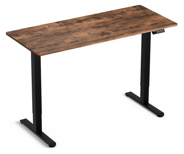Elektromosan állítható magasságú íróasztal - 140x60cm rusztikus barna ülő-/állómunkához - LVN System Lite LV1714