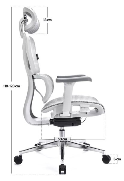 Professzionális irodai szék / forgószék / főnöki szék LVN System Control Pro fehér LV0657