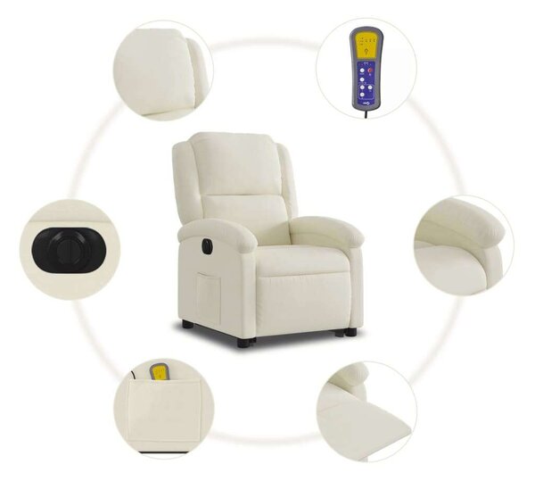 VidaXL elektromos felállást segítő krémszínű bársony masszázsfotel