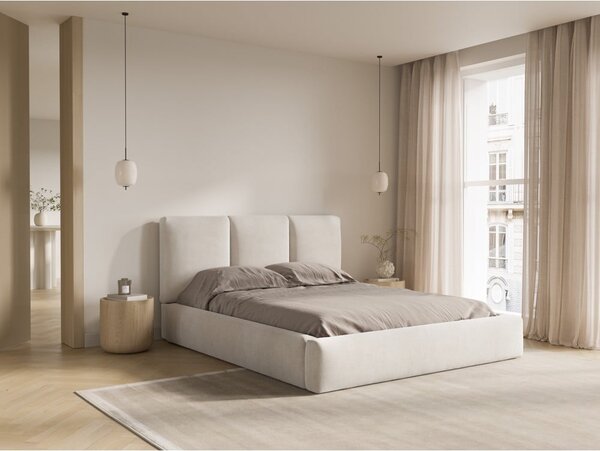 Bézs kárpitozott ágyneműtartós franciaágy ágyráccsal 160x200 cm Brody – Mazzini Beds
