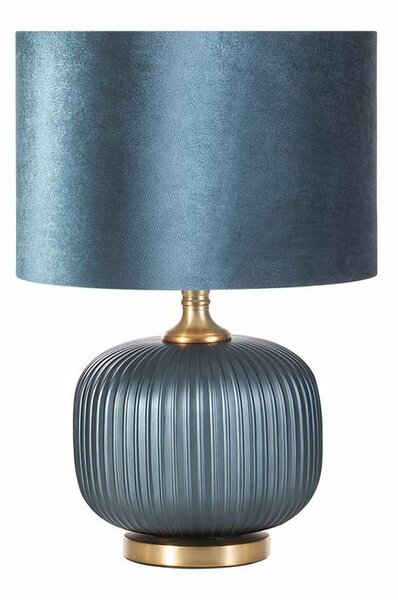 Agnes asztali lámpa bársony búrával Kék/arany 33x50 cm
