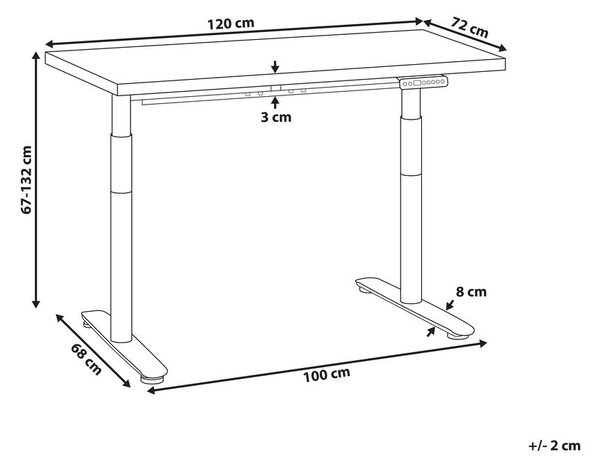 Elektromosan állítható asztal DESTINAS Fehér/fekete 120 cm 72 cm