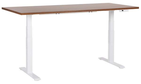 Sötétbarna és fehér elektromosan állítható íróasztal 180 x 80 cm DESTINES