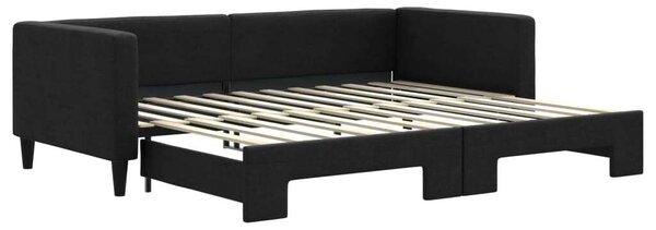 Fekete kihúzható szövet heverő 90x200 cm